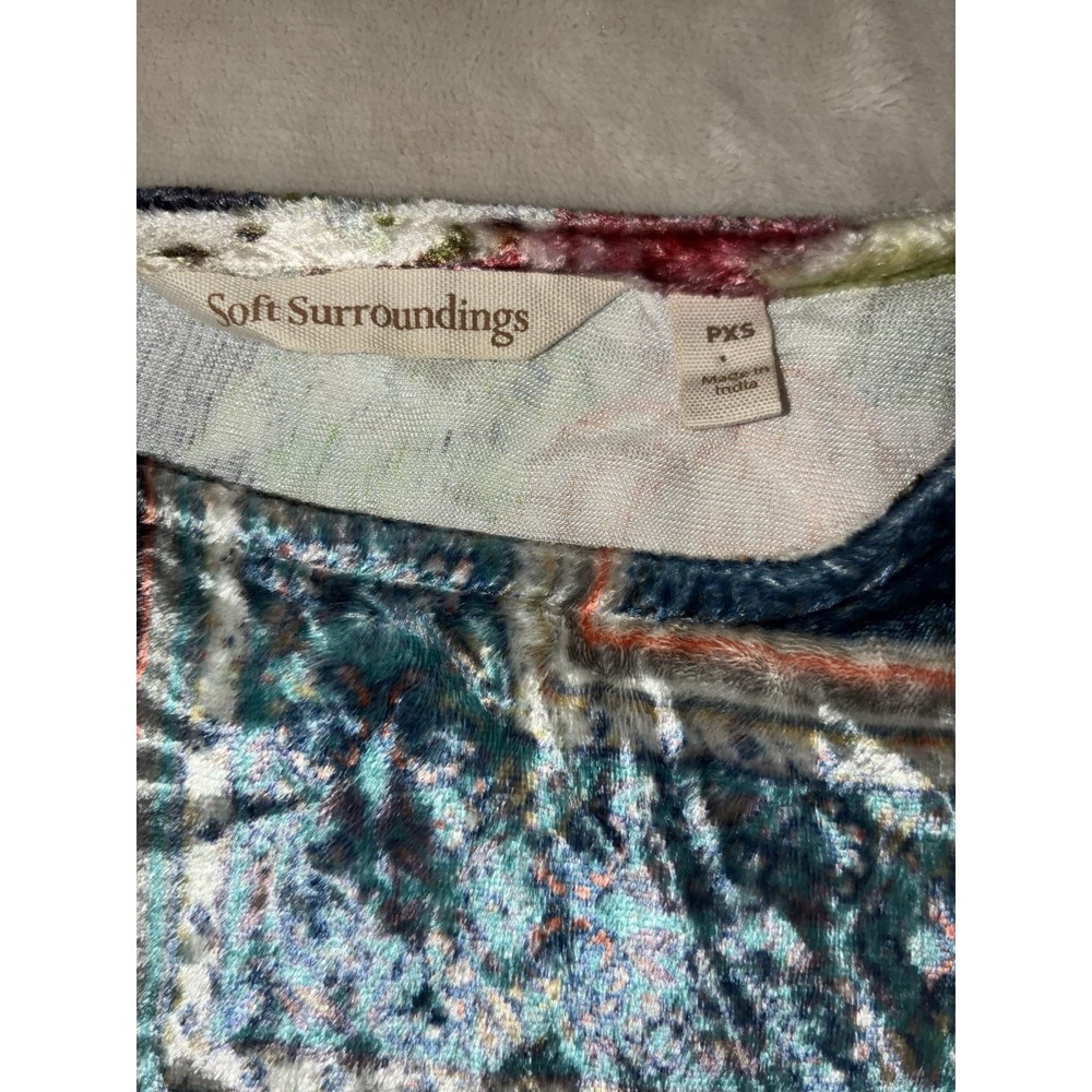 SOFT SURROUNDINGS Ashbury Tunic PXS Garden Floral Crushed‎ Velvet Cottage Boho - Picture 7 of 10